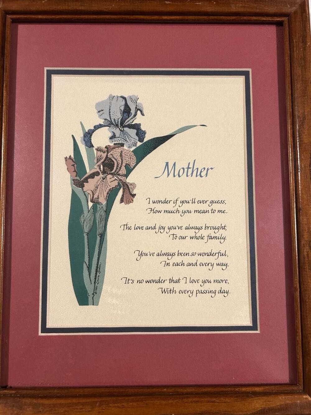 Laura Leiden Calligraphy Mother Framed Print 1985